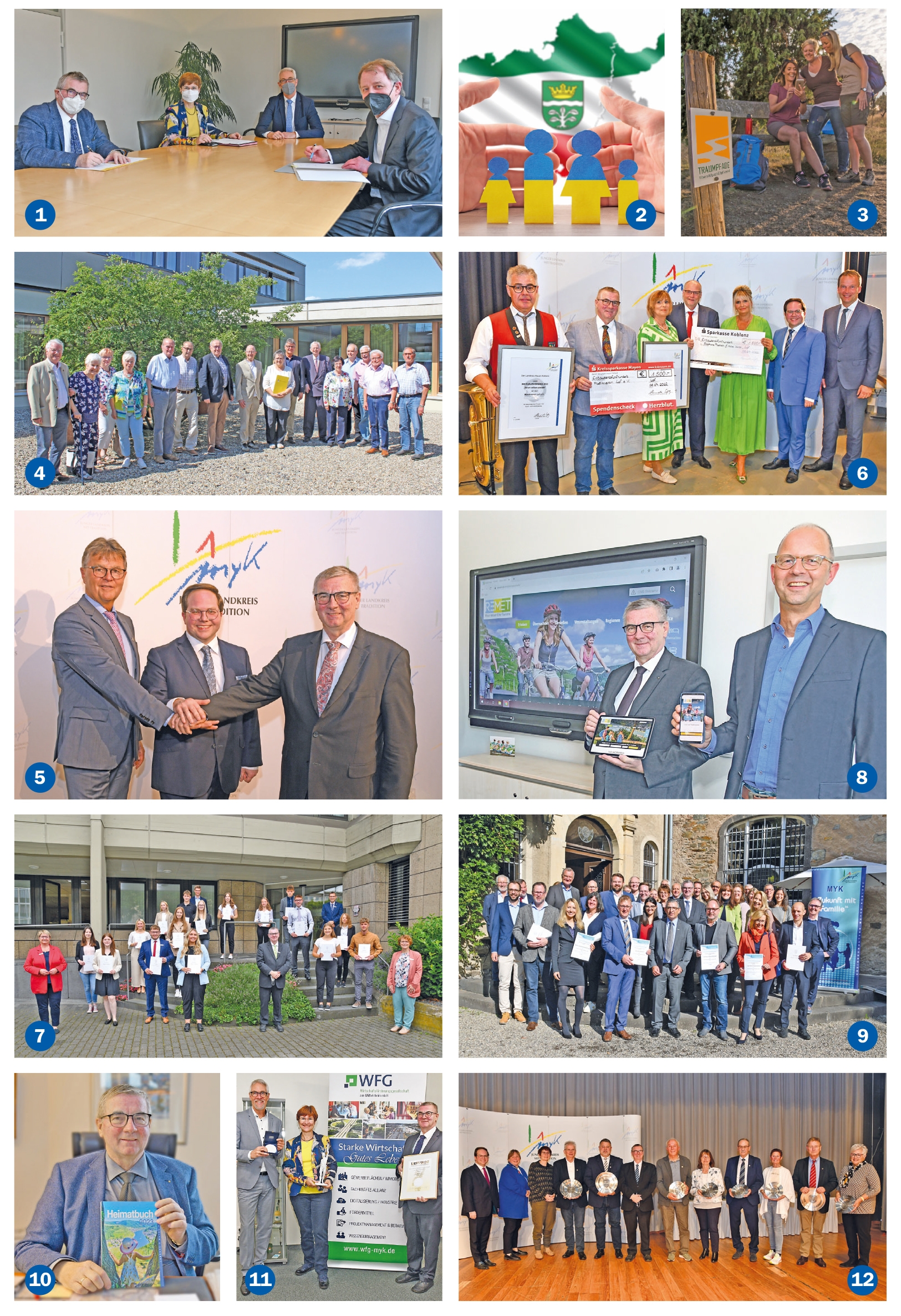 Die Foto-Collage zeigt den Rückblick auf das Jahr 2022 im Landkreis Mayen-Koblenz. Die Erläuterungen zu den nummerierten Bildern entnehmen Sie dem Artikel. 