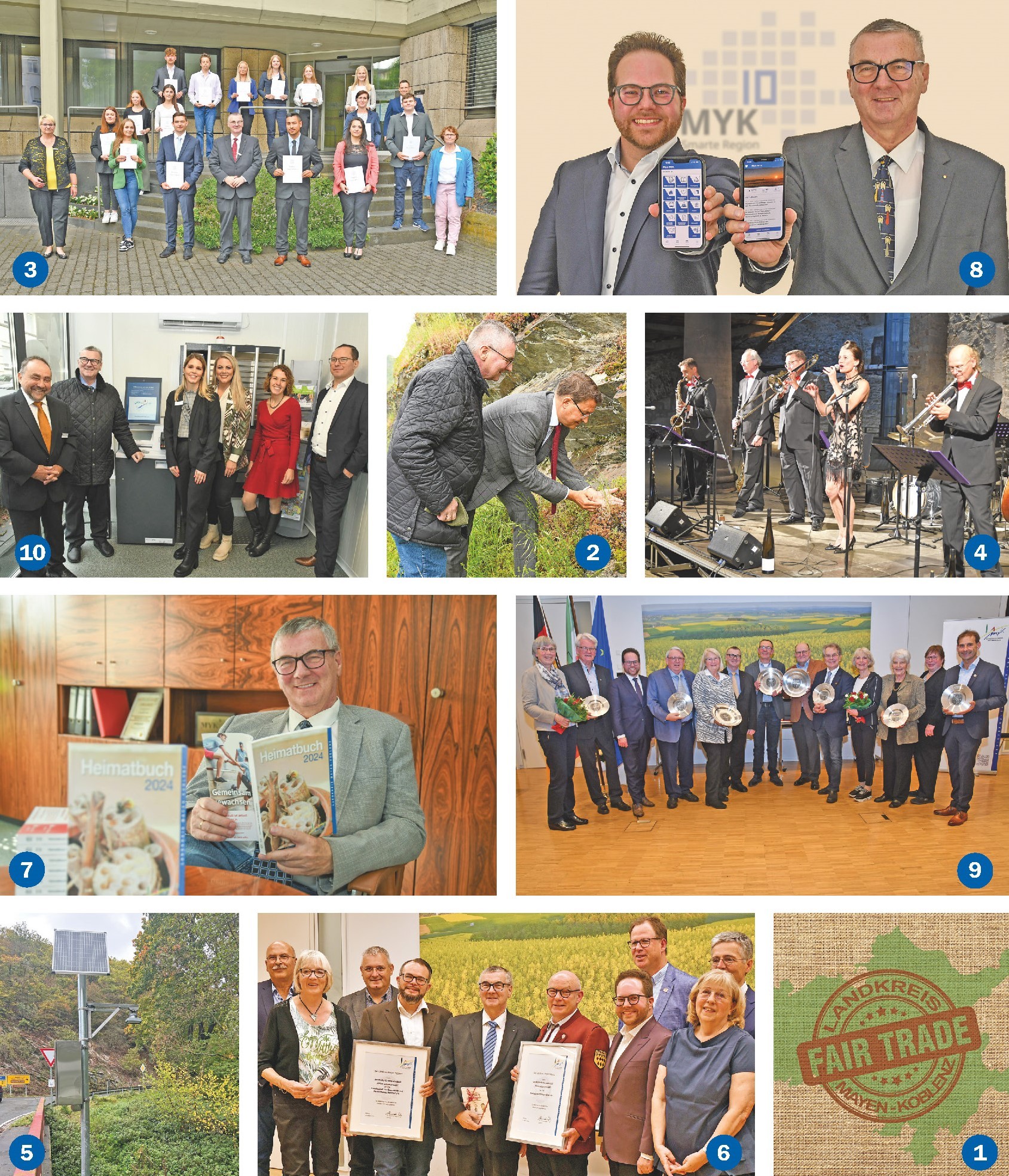 Die Foto-Collage zeigt den Rückblick auf das Jahr 2023 im Landkreis Mayen-Koblenz. Die Erläuterungen zu den nummerierten Bildern entnehmen Sie dem Artikel.