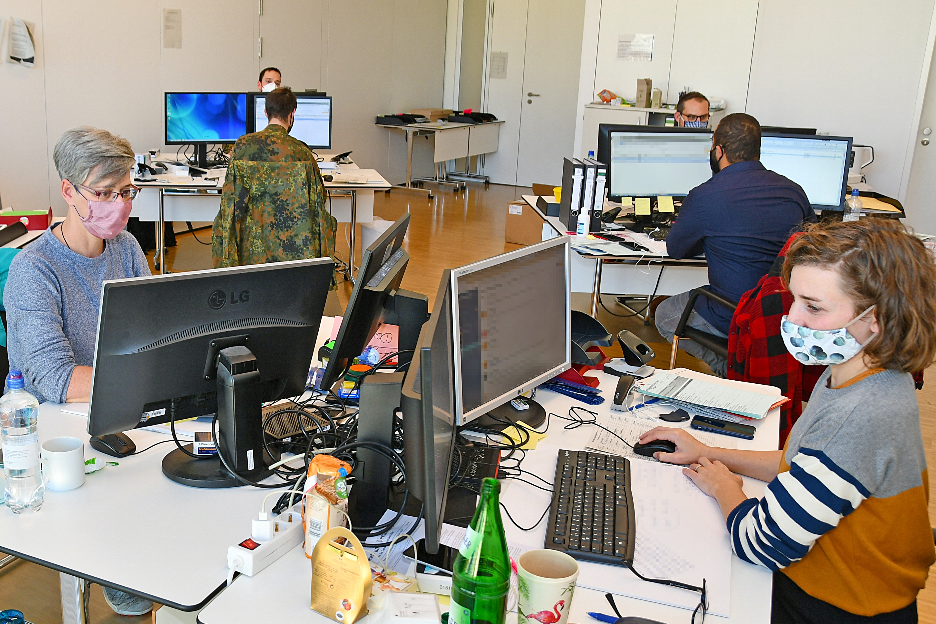 Das Corona-Lagezentrum im Kreishaus zu Beginn der Pandemie Anfang 2020.