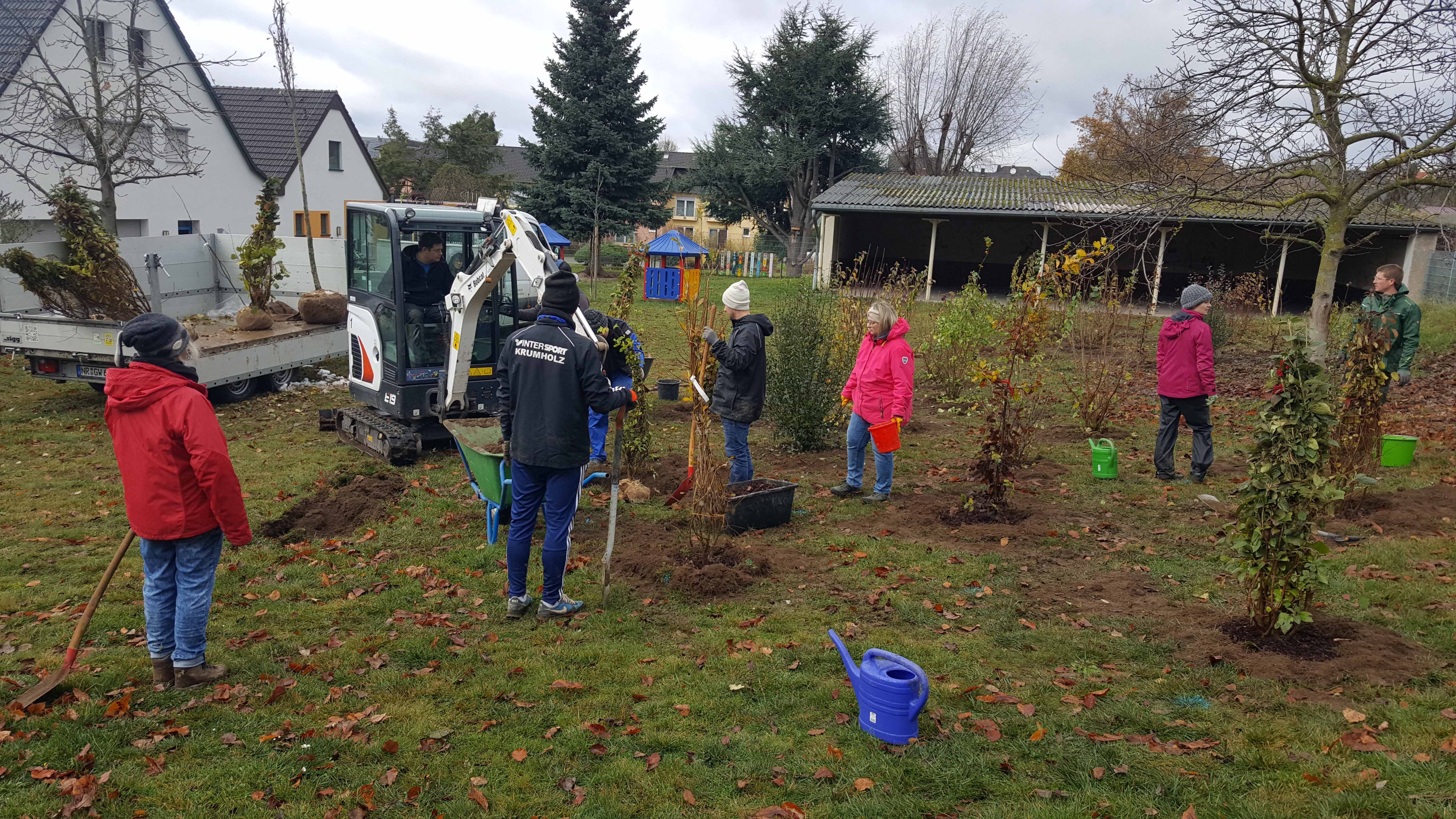 In der Katholischen Kindertagesstätte St. Martin in Ochtendung haben Erzieher, Eltern und Projektbeteiligte rund 40 Bäume und Sträucher gepflanzt. 
