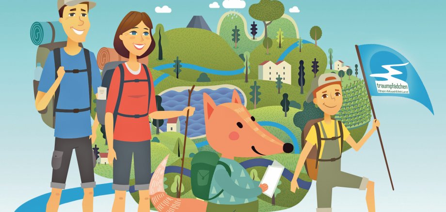 Gemeinsam mit Freddy Fuchs können junge Abenteurer 14 spannende Touren an Rhein, Mosel und in der Eifel entdecken und zum Traumpfädchen-Profi werden. 