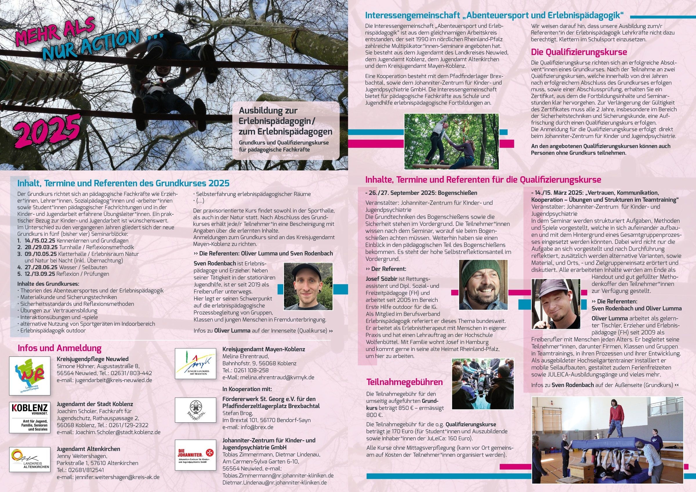 Flyer zur Ausbildung als Erlebnispädagoge.