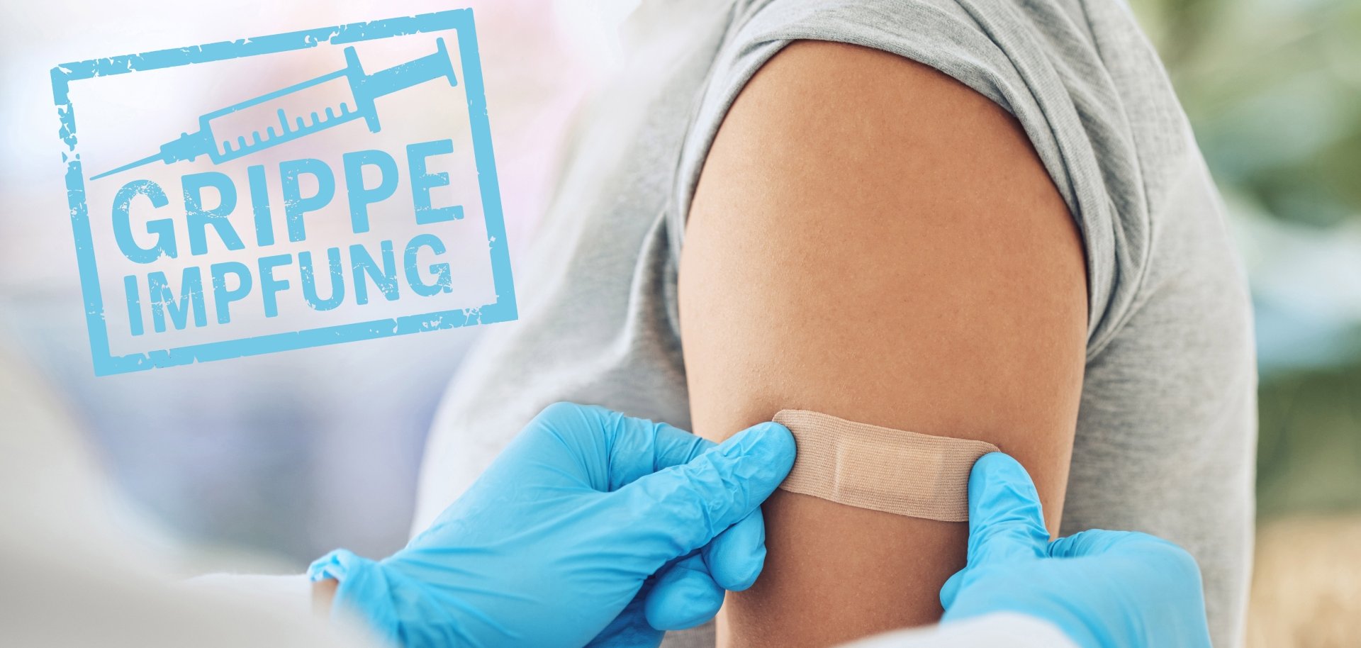 Covid virus vaccination, vaccine and doctor hands with plaster on patient arm in a medical hospital or clinic. Healthcare worker help, trust and safety flu shot antigen for protection against disease