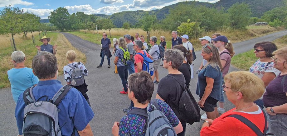 Die zahlreichen Teilnehmer während der Genusswanderung in Filsen. 
