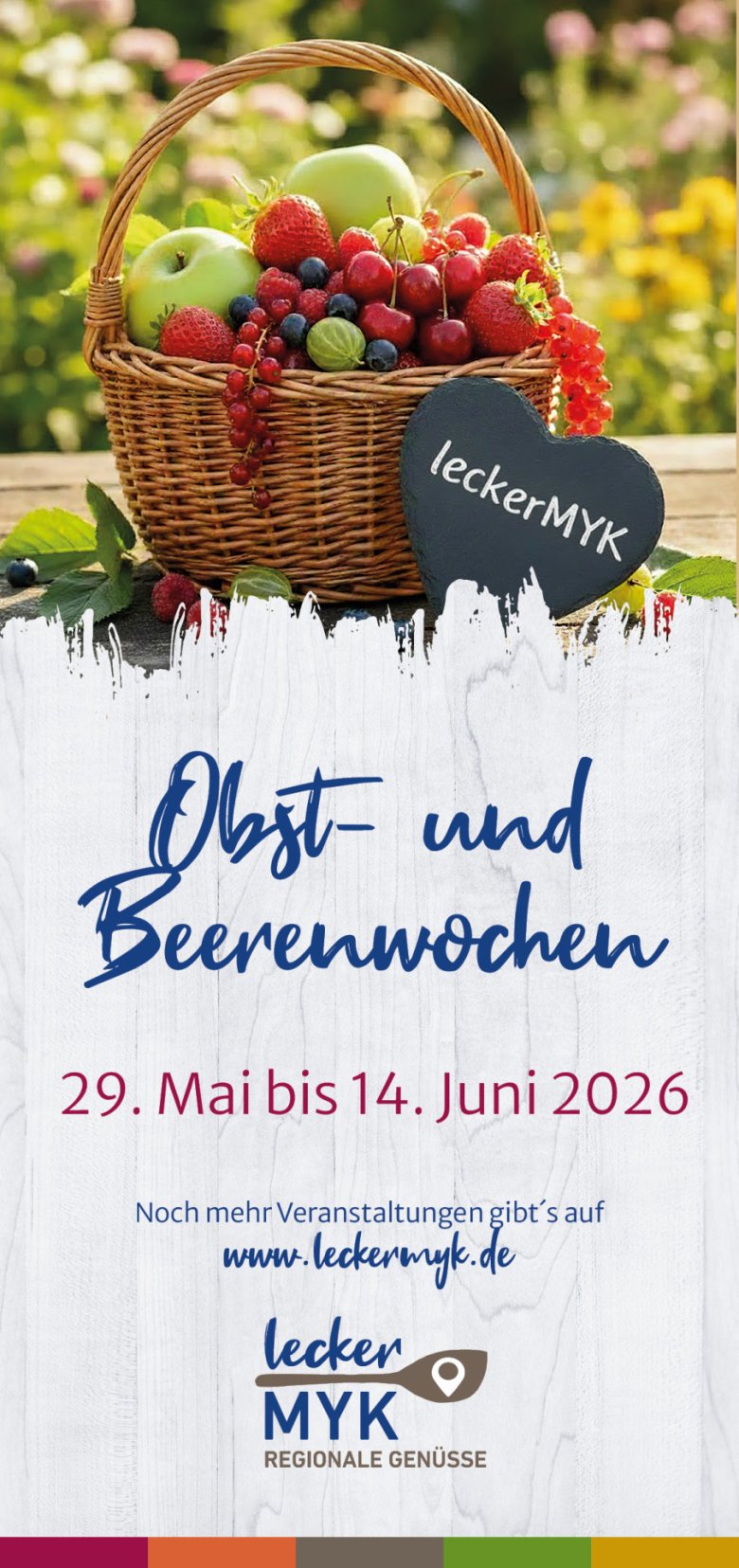 Der Flyer zu den „leckerMYK Obst- und Beerenwochen“ vom 29. Mai bis 14. Juni ist da und ab sofort online sowie postalisch erhältlich.
